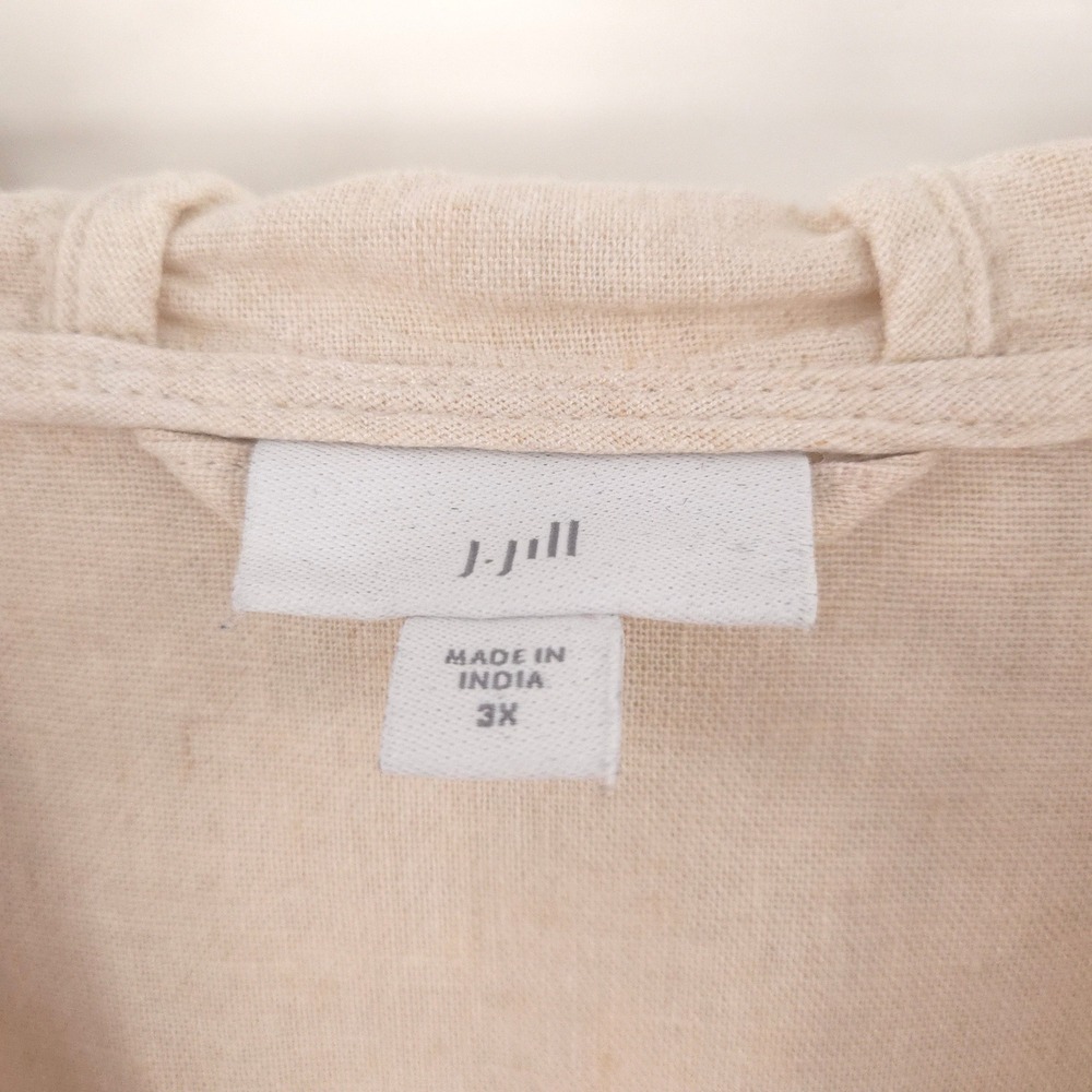 J. Jill Zip Up Linen Hoodie Jacket Womens 3X Beige Blend‎ Roll Tab Sleeve - Picture 6 of 9